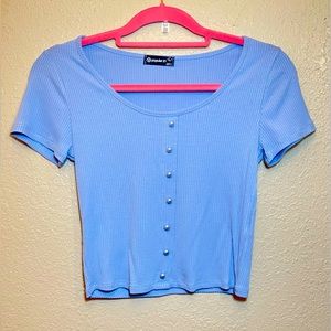 Blue scoop neck crop top size: L